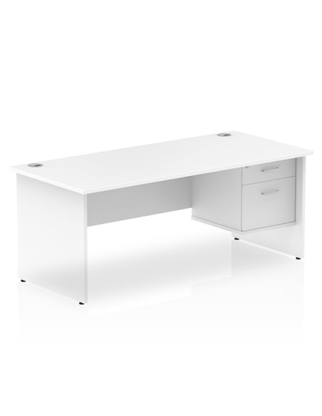 Dynamic Impulse 1800 x 800mm Straight Office Desk White Top Panel End 1 x 2 Drawer Fixed Pedestal MI002253 - pic 74438 | FastDaddyshop