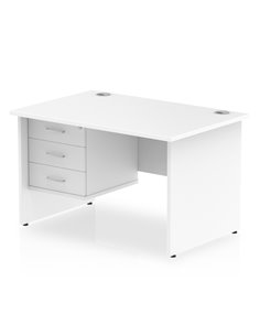 Dynamic Impulse 1200 x 800mm Straight Office Desk White Top Panel End 1 x 3 Drawer Fixed Pedestal MI002254