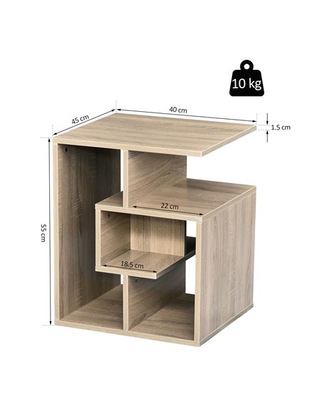 HOMCOM Side Table, 3 Tier End Table with Open Storage Shelves, Living Room Coffee Table Organiser Unit, Oak Colour - pic 7444 | FastDaddyshop