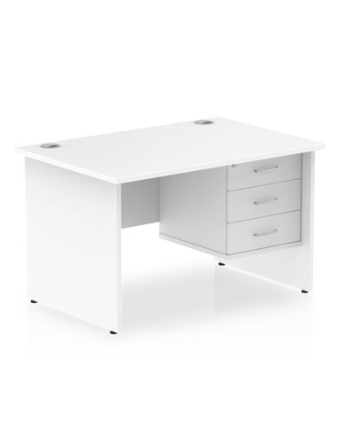 Dynamic Impulse 1200 x 800mm Straight Office Desk White Top Panel End 1 x 3 Drawer Fixed Pedestal MI002254