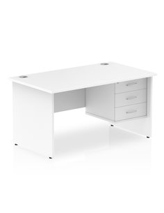 Dynamic Impulse 1400 x 800mm Straight Office Desk White Top Panel End 1 x 3 Drawer Fixed Pedestal MI002255 2