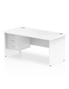Dynamic Impulse 1600 x 800mm Straight Office Desk White Top Panel End 1 x 3 Drawer Fixed Pedestal MI002256