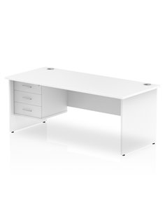 Dynamic Impulse 1800 x 800mm Straight Office Desk White Top Panel End 1 x 3 Drawer Fixed Pedestal MI002257