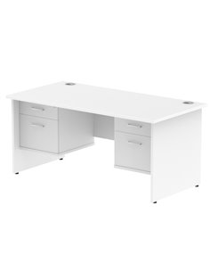 Dynamic Impulse 1600 x 800mm Straight Office Desk White Top Panel End 2 x 2 Drawer Fixed Pedestal MI002260