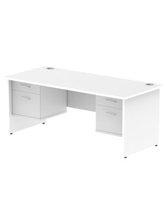 Dynamic Impulse 1800 x 800mm Straight Office Desk White Top Panel End 2 x 2 Drawer Fixed Pedestal MI002261