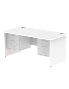 Dynamic Impulse 1600 x 800mm Straight Office Desk White Top Panel End 2 x 3 Drawer Fixed Pedestal MI002264