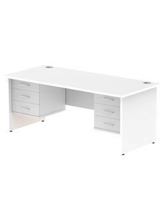 Dynamic Impulse 1800 x 800mm Straight Office Desk White Top Panel End 2 x 3 Drawer Fixed Pedestal MI002265