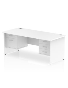Dynamic Impulse 1800 x 800mm Straight Office Desk White Top Panel End 1 x 2 Drawer 1 x 3 Drawer Fixed Pedestal MI002269