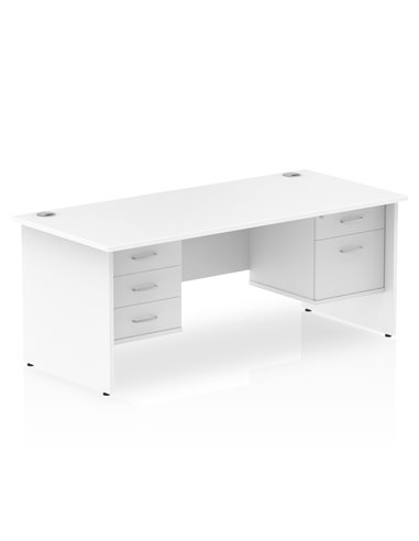 Dynamic Impulse 1800 x 800mm Straight Office Desk White Top Panel End 1 x 2 Drawer 1 x 3 Drawer Fixed Pedestal MI002269