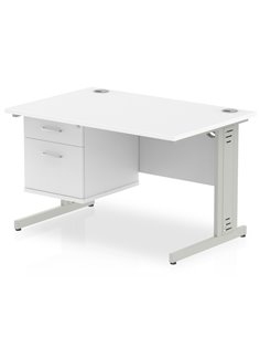 Dynamic Impulse 1200 x 800mm Straight Office Desk White Top Cable Managed 1 x 2 Drawer Fixed Pedestal MI002285
