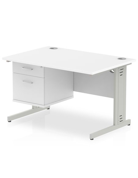 Dynamic Impulse 1200 x 800mm Straight Office Desk White Top Cable Managed 1 x 2 Drawer Fixed Pedestal MI002285 - pic 74455 | FastDaddyshop