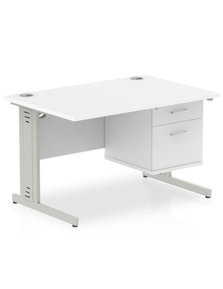 Dynamic Impulse 1200 x 800mm Straight Office Desk White Top Cable Managed 1 x 2 Drawer Fixed Pedestal MI002285 - pic 74456 | FastDaddyshop