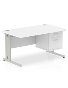 Dynamic Impulse 1400 x 800mm Straight Office Desk White Top Cable Managed 1 x 2 Drawer Fixed Pedestal MI002286 2