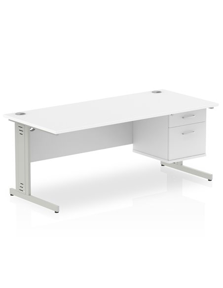 Dynamic Impulse 1800 x 800mm Straight Office Desk White Top Cable Managed 1 x 2 Drawer Fixed Pedestal MI002288 - pic 74462 | FastDaddyshop