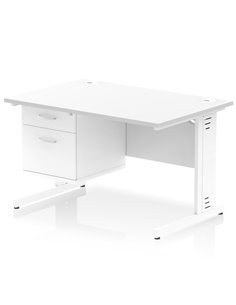 Dynamic Impulse 1200 x 800mm Straight Office Desk White Top Cable Managed 1 x 2 Drawer Fixed Pedestal MI002289