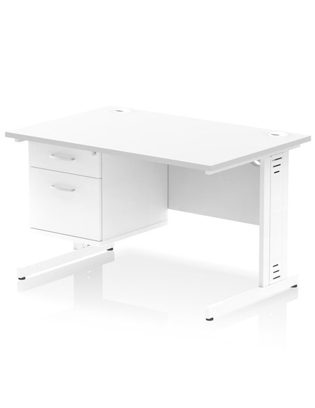 Dynamic Impulse 1200 x 800mm Straight Office Desk White Top Cable Managed 1 x 2 Drawer Fixed Pedestal MI002289 - pic 74463 | FastDaddyshop