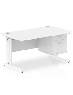 Dynamic Impulse 1400 x 800mm Straight Office Desk White Top Cable Managed 1 x 2 Drawer Fixed Pedestal MI002290 2