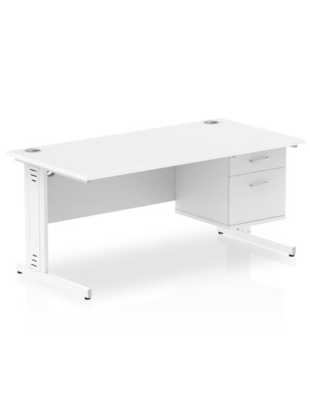 Dynamic Impulse 1600 x 800mm Straight Office Desk White Top Cable Managed 1 x 2 Drawer Fixed Pedestal MI002291 - pic 74468 | FastDaddyshop