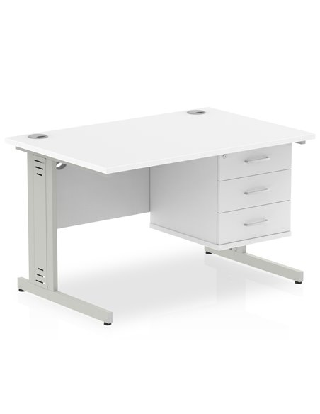 Dynamic Impulse 1200 x 800mm Straight Office Desk White Top Cable Managed 1 x 3 Drawer Fixed Pedestal MI002293 - pic 74472 | FastDaddyshop