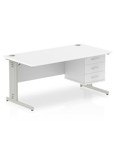 Dynamic Impulse 1600 x 800mm Straight Office Desk White Top Cable Managed 1 x 3 Drawer Fixed Pedestal MI002295 2