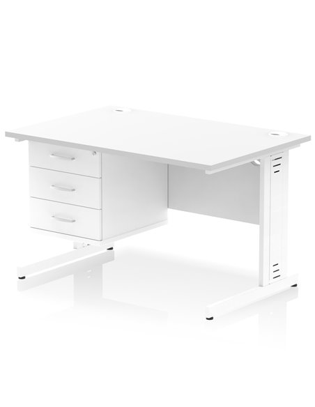 Dynamic Impulse 1200 x 800mm Straight Office Desk White Top Cable Managed 1 x 3 Drawer Fixed Pedestal MI002297 - pic 74479 | FastDaddyshop