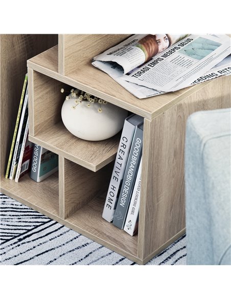 HOMCOM Side Table, 3 Tier End Table with Open Storage Shelves, Living Room Coffee Table Organiser Unit, Oak Colour - pic 7448 | FastDaddyshop