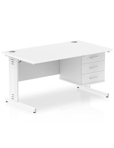 Dynamic Impulse 1400 x 800mm Straight Office Desk White Top Cable Managed 1 x 3 Drawer Fixed Pedestal MI002298 2