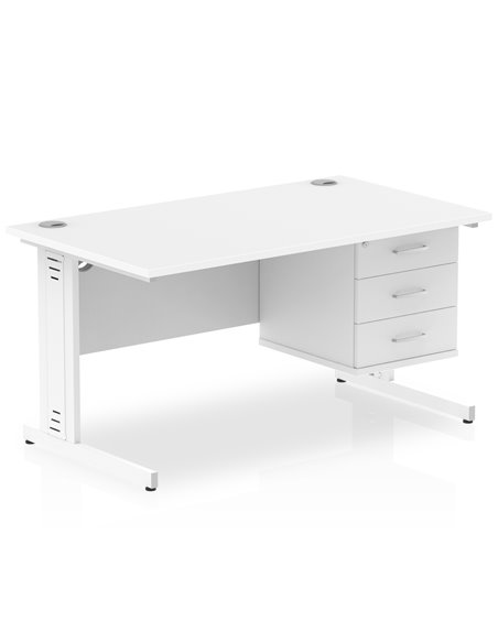 Dynamic Impulse 1400 x 800mm Straight Office Desk White Top Cable Managed 1 x 3 Drawer Fixed Pedestal MI002298 - pic 74482 | FastDaddyshop