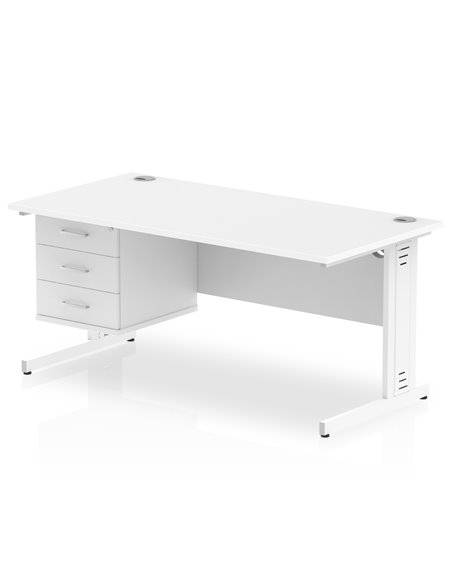 Dynamic Impulse 1600 x 800mm Straight Office Desk White Top Cable Managed 1 x 3 Drawer Fixed Pedestal MI002299 - pic 74483 | FastDaddyshop