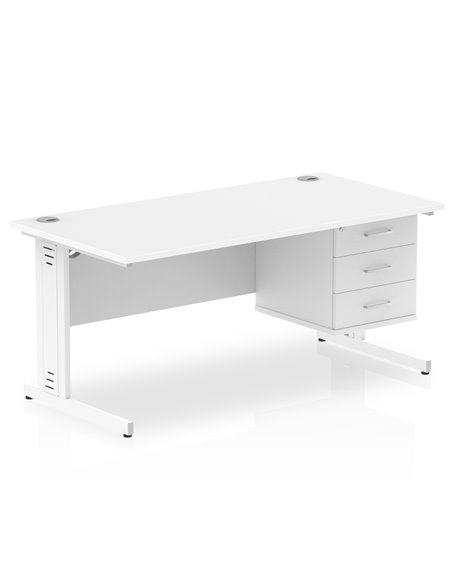 Dynamic Impulse 1600 x 800mm Straight Office Desk White Top Cable Managed 1 x 3 Drawer Fixed Pedestal MI002299 - pic 74484 | FastDaddyshop