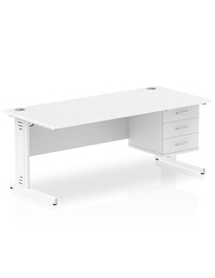 Dynamic Impulse 1800 x 800mm Straight Office Desk White Top Cable Managed 1 x 3 Drawer Fixed Pedestal MI002300 2
