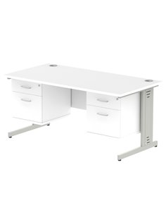 Dynamic Impulse 1600 x 800mm Straight Office Desk White Top Cable Managed 2 x 2 Drawer Fixed Pedestal MI002303