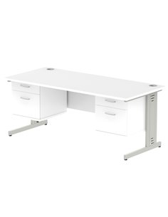 Dynamic Impulse 1800 x 800mm Straight Office Desk White Top Cable Managed 2 x 2 Drawer Fixed Pedestal MI002304