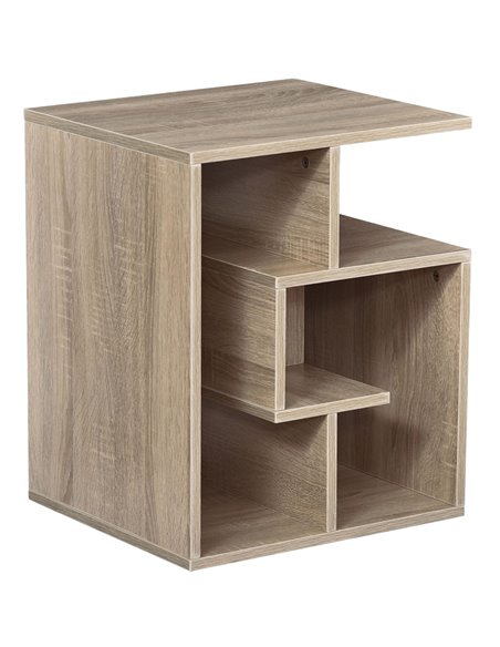 Homcom 3 Tier End Coffee Table with Open Storage Shelves, Oak Colour - pic 7449 | FastDaddyshop