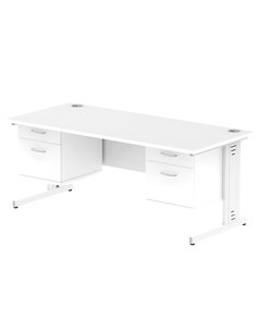 Dynamic Impulse 1800 x 800mm Straight Office Desk White Top Cable Managed 2 x 2 Drawer Fixed Pedestal MI002308