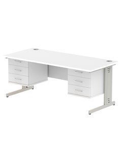 Dynamic Impulse 1800 x 800mm Straight Office Desk White Top Cable Managed 2 x 3 Drawer Fixed Pedestal MI002312