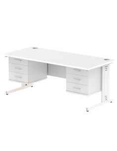 Dynamic Impulse 1800 x 800mm Straight Office Desk White Top Cable Managed 2 x 3 Drawer Fixed Pedestal MI002316