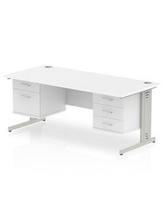 Dynamic Impulse 1600 x 800mm Straight Office Desk White Top Cable Managed 1 x 2 Drawer 1 x 3 Drawer Fixed Pedestal MI002319