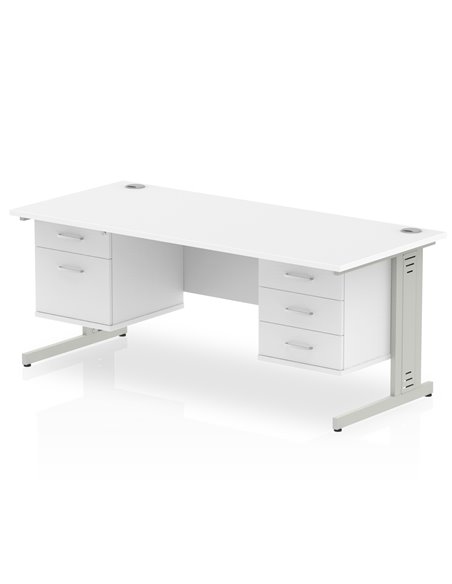 Dynamic Impulse 1600 x 800mm Straight Office Desk White Top Cable Managed 1 x 2 Drawer 1 x 3 Drawer Fixed Pedestal MI002319 - pic 74495 | FastDaddyshop
