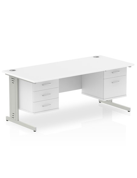 Dynamic Impulse 1600 x 800mm Straight Office Desk White Top Cable Managed 1 x 2 Drawer 1 x 3 Drawer Fixed Pedestal MI002319 - pic 74496 | FastDaddyshop