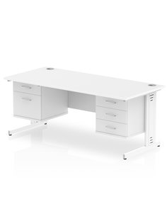 Dynamic Impulse 1600 x 800mm Straight Office Desk White Top Cable Managed 1 x 2 Drawer 1 x 3 Drawer Fixed Pedestal MI002323