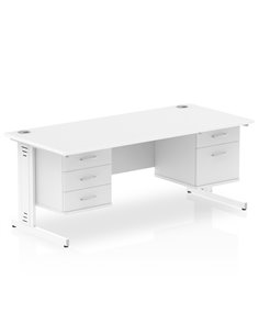 Dynamic Impulse 1600 x 800mm Straight Office Desk White Top Cable Managed 1 x 2 Drawer 1 x 3 Drawer Fixed Pedestal MI002323 2
