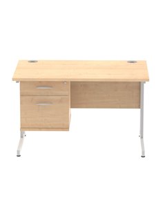 Dynamic Impulse 1200 x 800mm Straight Office Desk Maple Top Cantilever 1 x 2 Drawer Fixed Pedestal MI002431 2