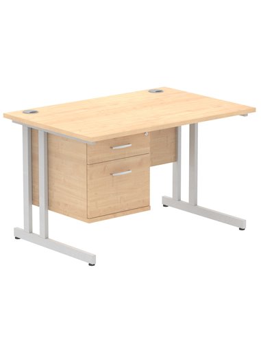 Dynamic Impulse 1200 x 800mm Straight Office Desk Maple Top Cantilever 1 x 2 Drawer Fixed Pedestal MI002431