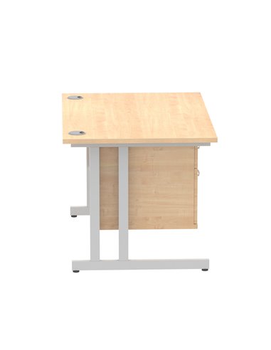 Dynamic Impulse 1200 x 800mm Straight Office Desk Maple Top Cantilever 1 x 2 Drawer Fixed Pedestal MI002431
