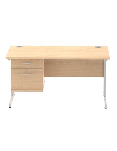Dynamic Impulse 1400 x 800mm Straight Office Desk Maple Top Cantilever 1 x 2 Drawer Fixed Pedestal MI002432 2