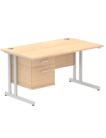 Dynamic Impulse 1400 x 800mm Straight Office Desk Maple Top Cantilever 1 x 2 Drawer Fixed Pedestal MI002432 - pic 74513 | FastDaddyshop