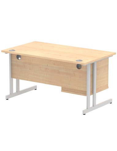 Dynamic Impulse 1400 x 800mm Straight Office Desk Maple Top Cantilever 1 x 2 Drawer Fixed Pedestal MI002432