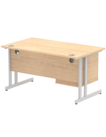 Dynamic Impulse 1400 x 800mm Straight Office Desk Maple Top Cantilever 1 x 2 Drawer Fixed Pedestal MI002432 - pic 74515 | FastDaddyshop
