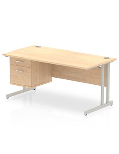 Dynamic Impulse 1600 x 800mm Straight Office Desk Maple Top Cantilever 1 x 2 Drawer Fixed Pedestal MI002433